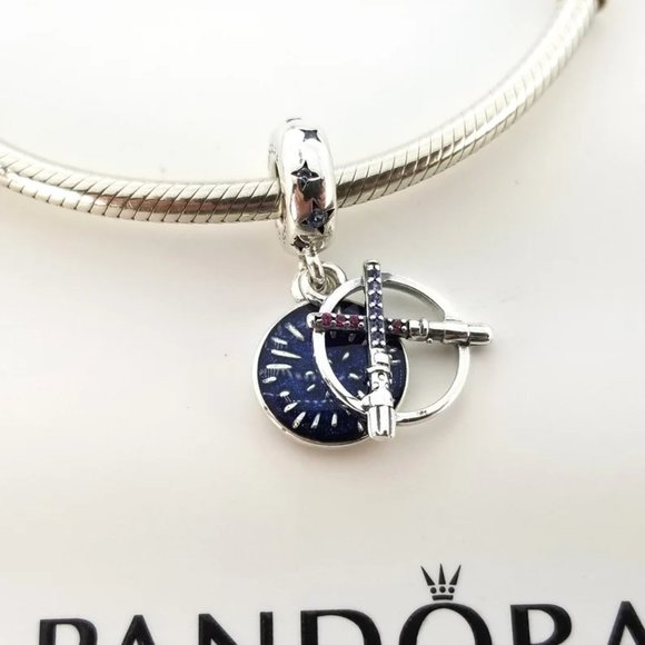 Pandora Star Wars Lightsaber Double Dangle Charm - Picture 1 of 4